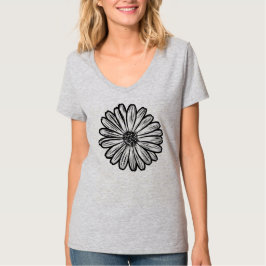 Camiseta Hermosa flor de margarita, Ilustracion de semitono