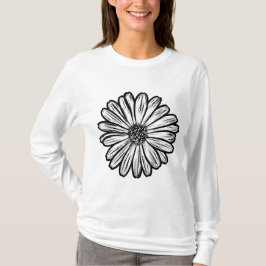 Camiseta Hermosa flor de margarita, Ilustracion de semitono