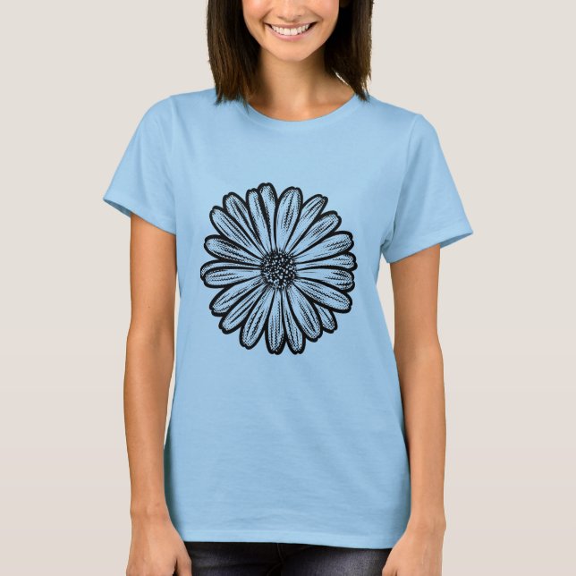 Camiseta Hermosa flor de margarita, Ilustracion de semitono (Anverso)