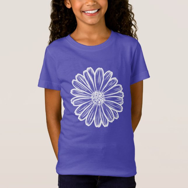 Camiseta Hermosa flor de margarita, Ilustracion de semitono (Anverso)