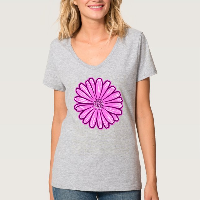 Camiseta Hermosa flor de margarita, Ilustracion de semitono (Anverso)