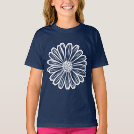 Camiseta Hermosa flor de margarita, Ilustracion de semitono