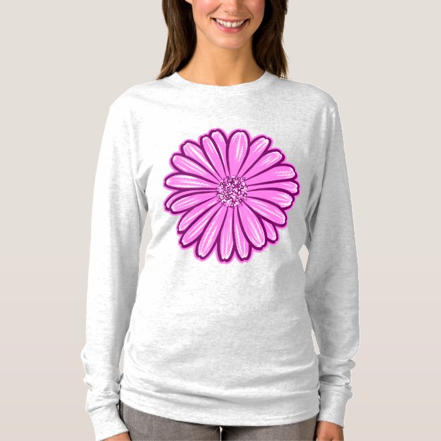 Camiseta Hermosa flor de margarita, Ilustracion de semitono (Anverso)