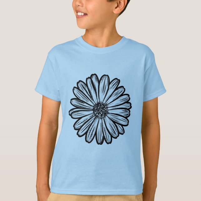 Camiseta Hermosa flor de margarita, Ilustracion de semitono (Anverso)