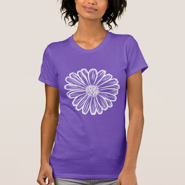 Camiseta Hermosa flor de margarita, Ilustracion de semitono (Anverso)
