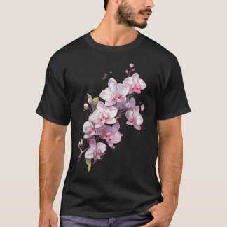 Camiseta Hermosa Flor de Orquídea Sobre Floral