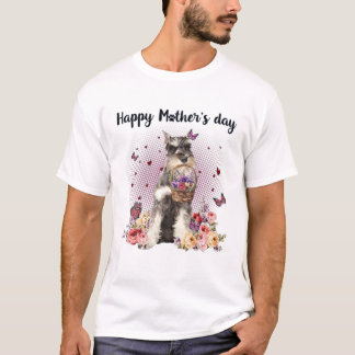Camiseta Hermosa flor de Schnauzer feliz Día de la Madre