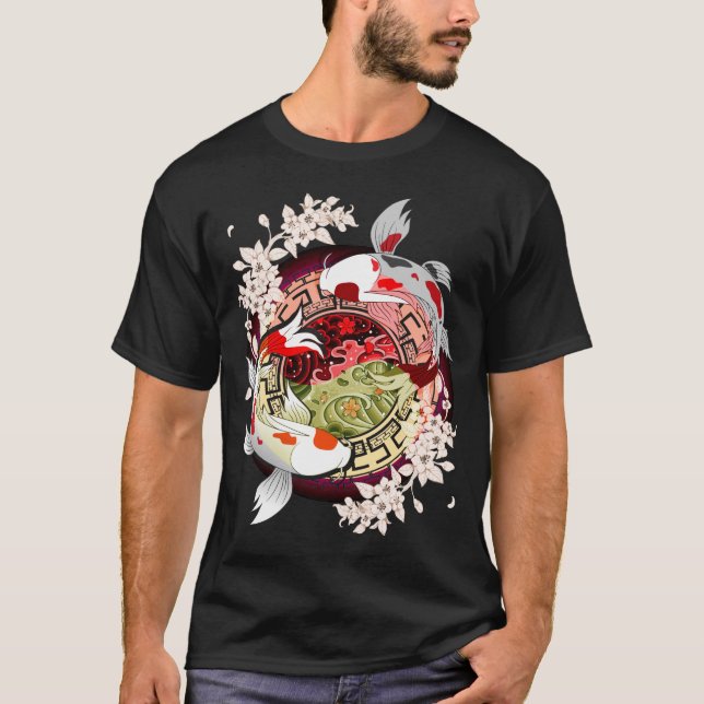 Camiseta Hermosa flor japonesa Koi Fish (Anverso)
