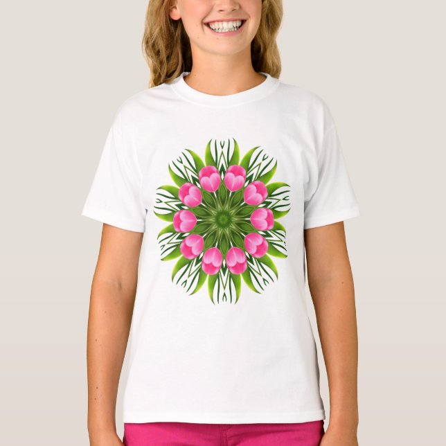 Camiseta Hermosa Flor Mandala Design-79358 (Anverso)