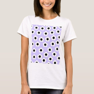 Camiseta Hermosa Flor Negra y Blanca Con Fondo Azul