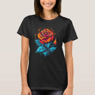 Camiseta Hermosa flor roja grande para rollo y Rosas