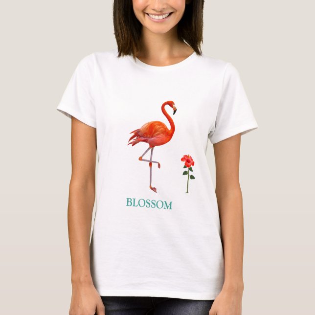 Camiseta Hermosa flor rosa de flamenco y roja de hibiscus (Anverso)