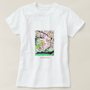 Camiseta Hermosa floración rosa de cerezo viaje a Japón