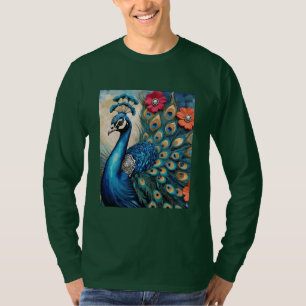 Camiseta Hermosa Floral de pavo real