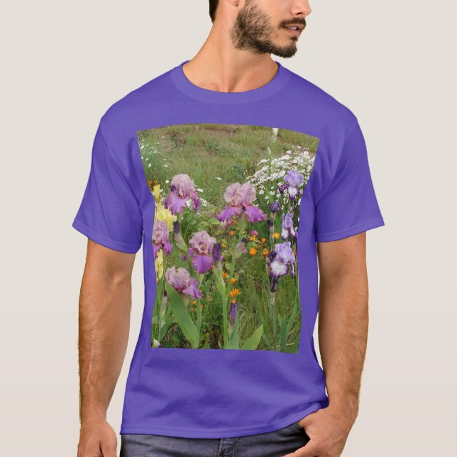 Camiseta Hermosa foto floral de Iris morado (Anverso)