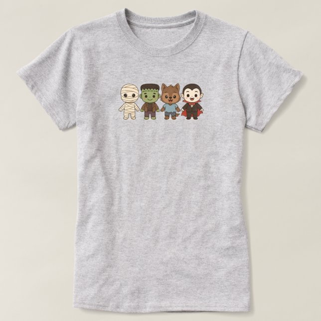 Camiseta Hermosa, Frankenstein, Drácula, lobo (Diseño del anverso)