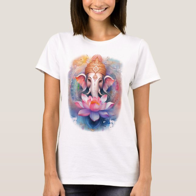 Camiseta Hermosa ganesha y loto (Anverso)