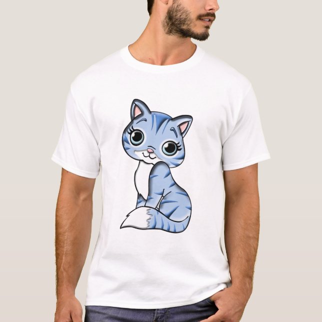 Camiseta Hermosa gatita azul (Anverso)