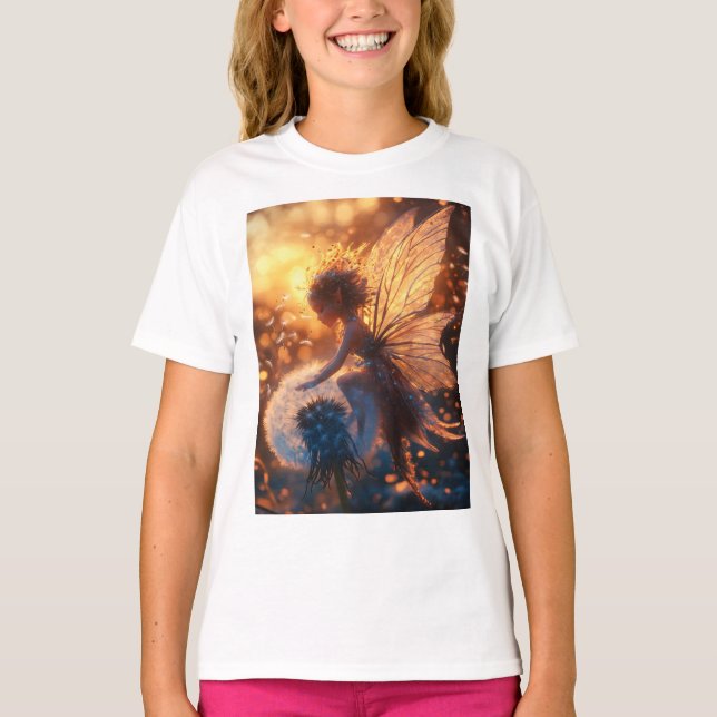 Camiseta Hermosa hada de sol con Dandelion (Anverso)