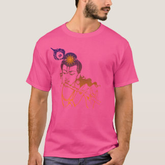 Camiseta Hermosa Krishna Jugando Flaute Tshirt Vintage Eff