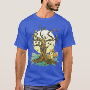 Camiseta Hermosa Lechuza De Arte Forestal Del Otoño
