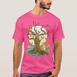 Camiseta Hermosa Lechuza De Arte Forestal Del Otoño