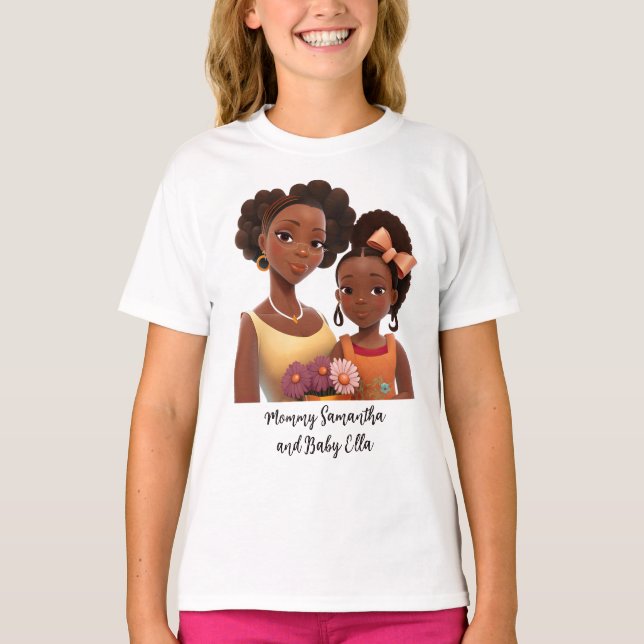 Camiseta Hermosa madre y hija negra (22) (Anverso)