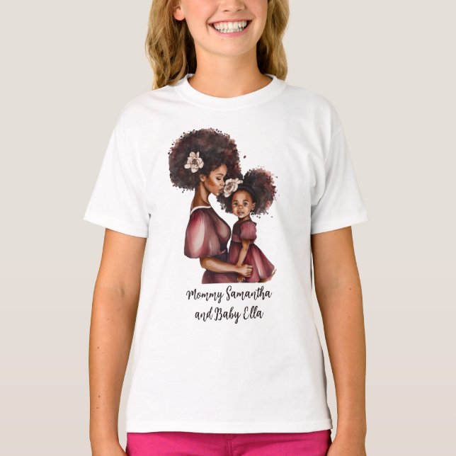 Camiseta Hermosa madre y hija negra (27) (Anverso)