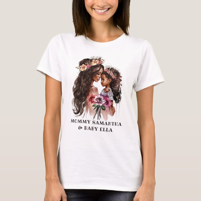 Camiseta Hermosa mamá negra y hija (Anverso)