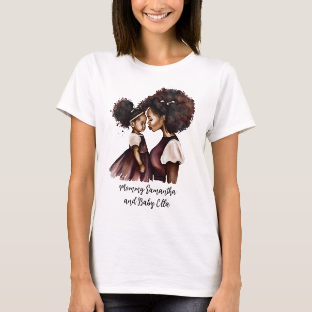 Camiseta Hermosa mamá negra y hija (Anverso)