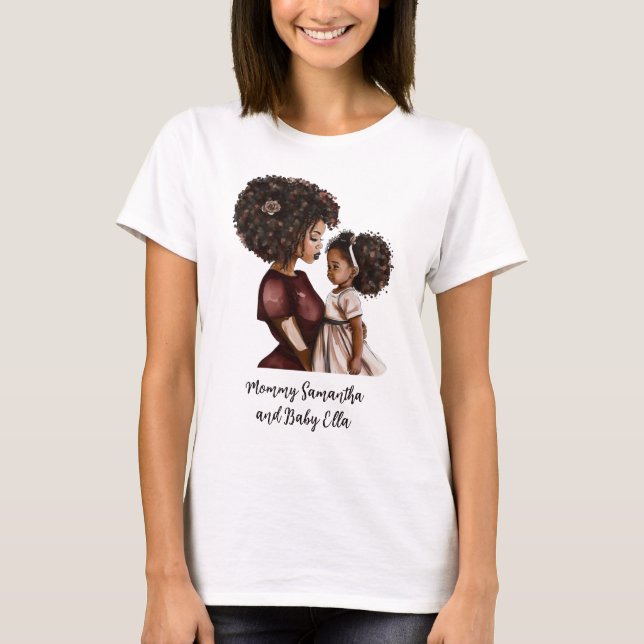 Camiseta Hermosa mamá negra y hija (Anverso)