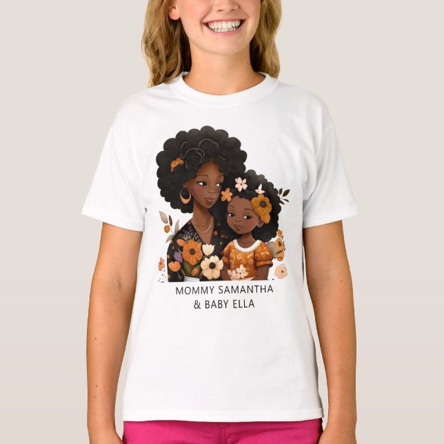 Camiseta Hermosa mamá y hija negras (16) (Anverso)