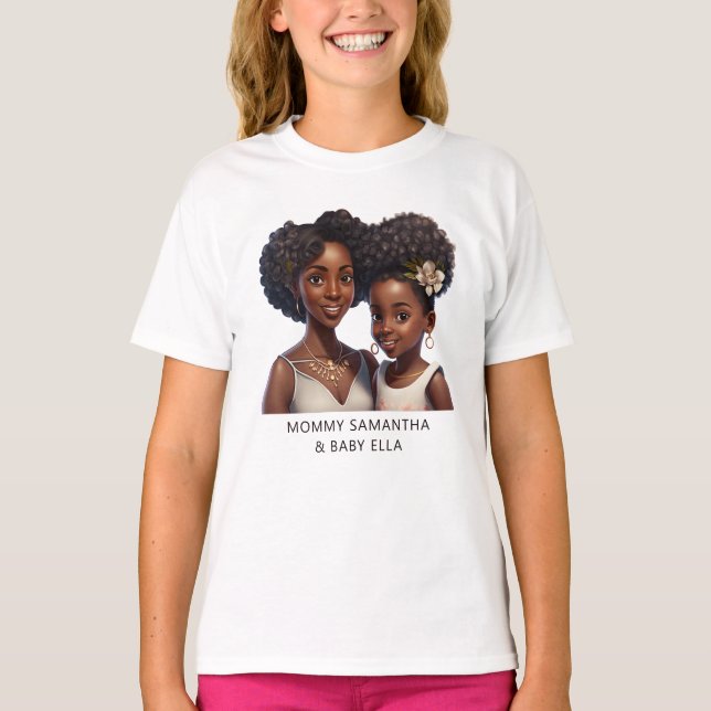 Camiseta Hermosa mamá y hija negras (18) (Anverso)