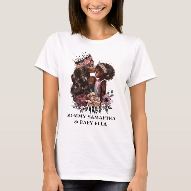Camiseta Hermosa mamá y hija negras (3) (Anverso)