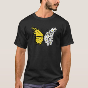 Camiseta Hermosa Mariposa Brillante Estética Flor de Margar