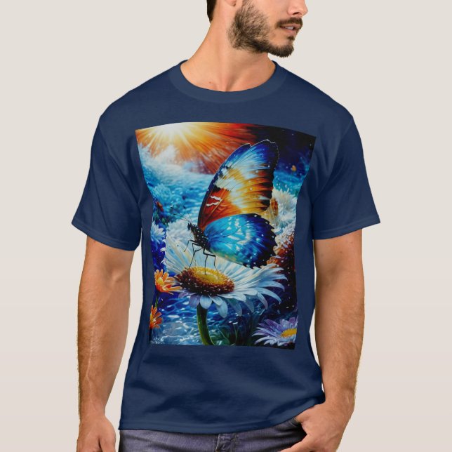 Camiseta Hermosa mariposa colorida en una fiesta (Anverso)