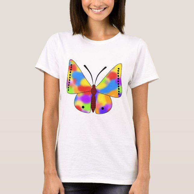 Camiseta Hermosa mariposa con alas arco iris (Anverso)
