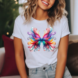 Camiseta Hermosa Mariposa Estilizada Colorida