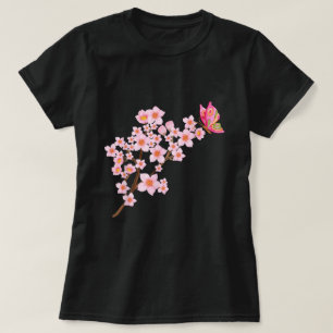Camiseta Hermosa mariposa flor de cerezo japonés Sakura