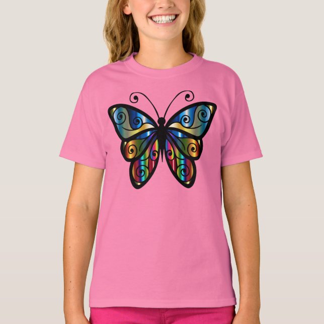 Camiseta Hermosa mariposa iridiscente (Anverso)