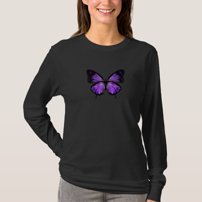 Camiseta Hermosa Mariposa Morada Y Mariposas Negras (Anverso)