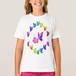 Camiseta Hermosa mariposa y flores, Chica Bonito