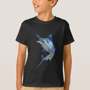 Camiseta Hermosa marlín azul Pesca de manga corta