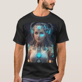 Camiseta Hermosa muchacha con ciborg brillante