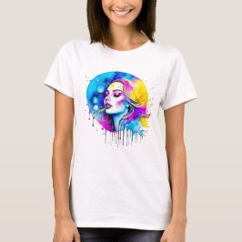Camiseta Hermosa Mujer Acuarela Resumen