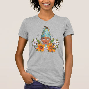 Camiseta Hermosa mujer africana con flores