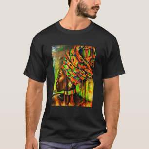 Camiseta Hermosa mujer africana Kente Pattern African Ar