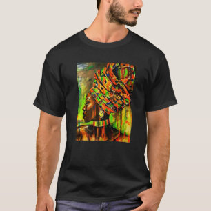Camiseta Hermosa mujer africana Kente Pattern African Artic