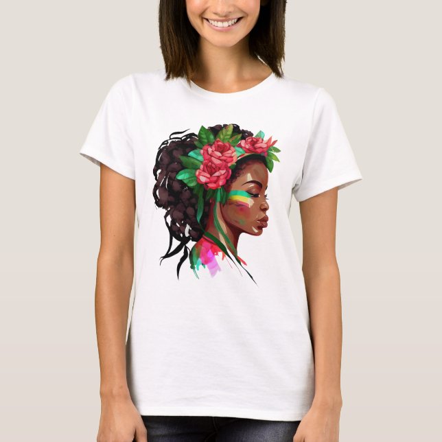 Camiseta Hermosa mujer africana Rosa (Anverso)
