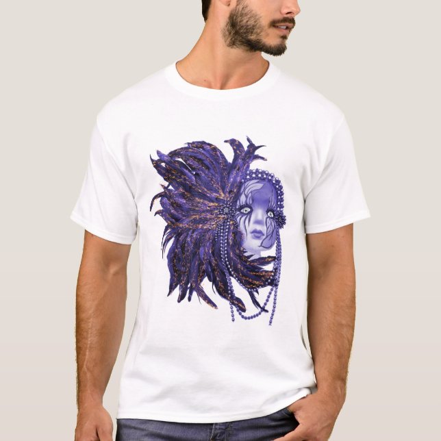 Camiseta Hermosa mujer de plumas para hombres en morado (Anverso)